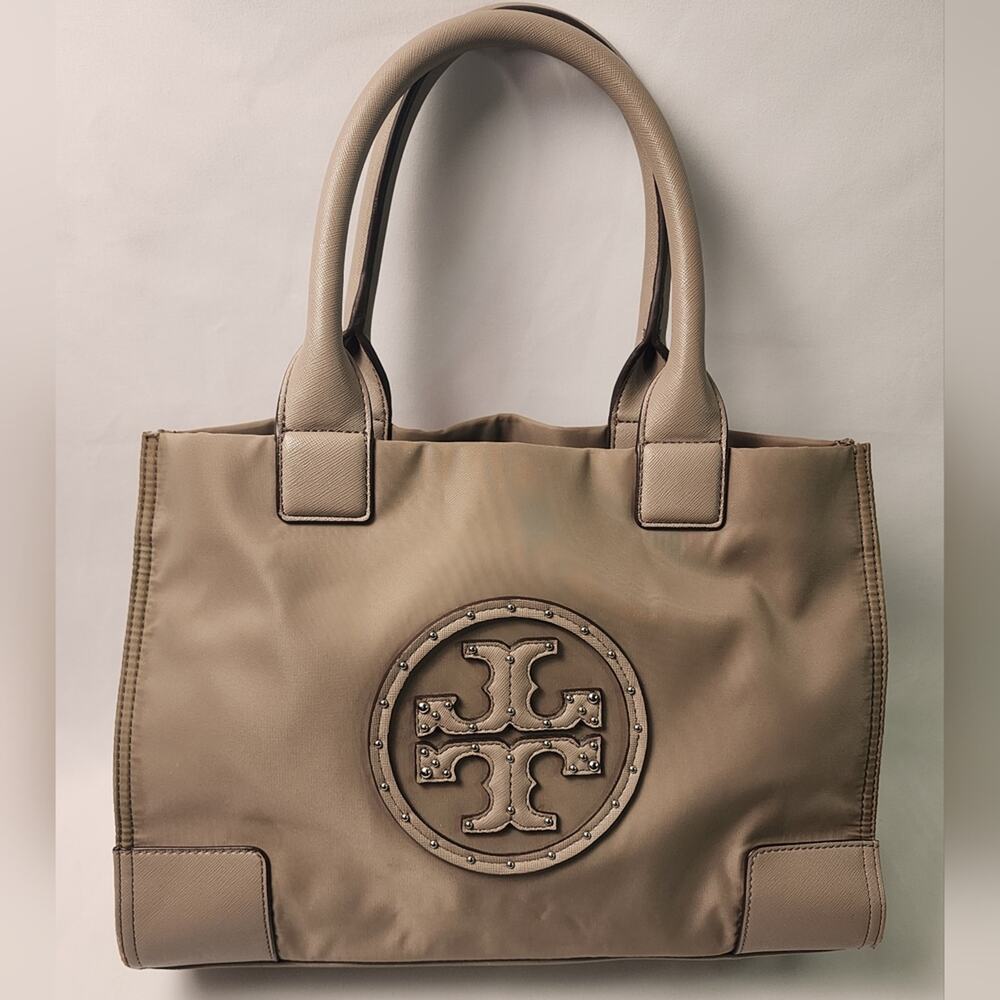 Tory Burch Ella Studded Tan Tote Bag - Picture 6 of 16